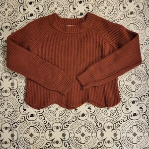 Rust Ribbed Knit Sweater